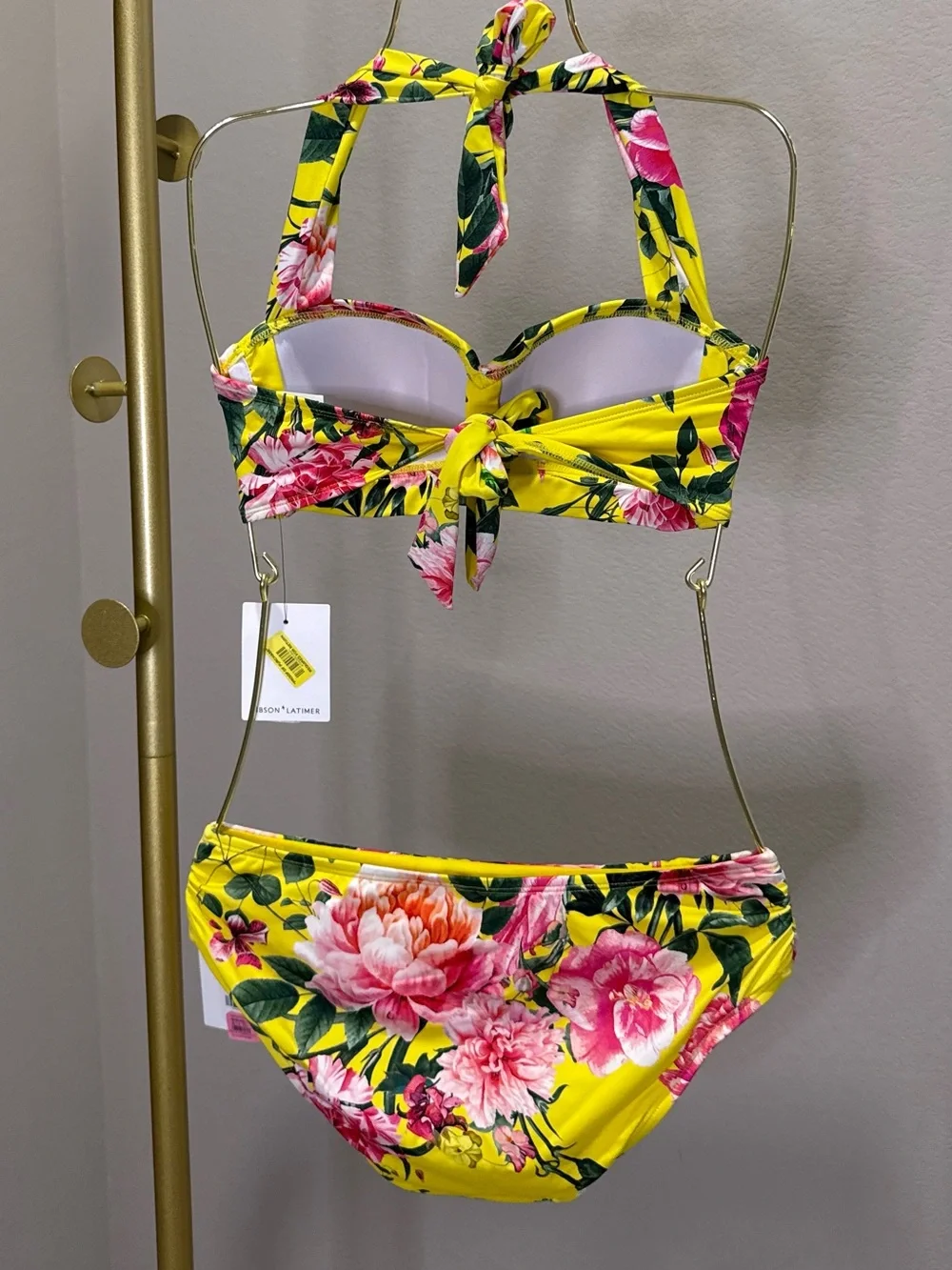 Gibson Yellow Floral Halter Bikini Set